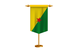 French Guiana Flag Illustration with Stand flag