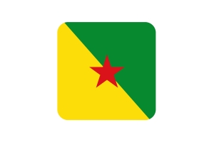 French Guiana Flag Square Rounded Shape flag