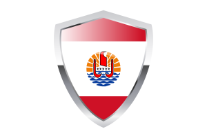 Drapeau de la Polynésie française avec écu triangulaire pointu flag