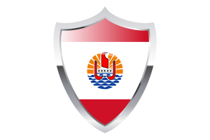 Drapeau de la Polynésie française avec écu médiéval flag