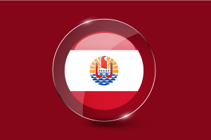 Bouton rond brillant du drapeau de la Polynésie française flag