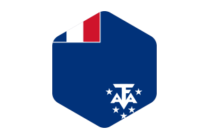 Drapeau des Terres australes et antarctiques françaises forme hexagonale arrondie flag
