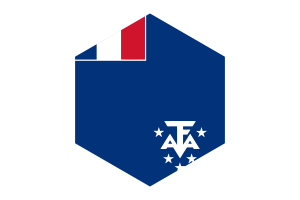 Drapeau des Terres australes et antarctiques françaises forme hexagonale flag
