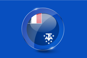 Bouton rond brillant du drapeau des Terres australes et antarctiques françaises flag