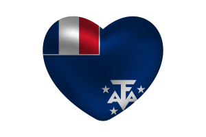 Amour des Terres australes et antarctiques françaises forme de cœur flag