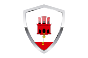 Gibraltar Flag with Pointed Triangular Shield flag