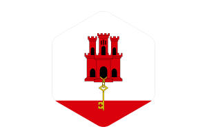 Gibraltar Flag Rounded Hexagon Shape flag