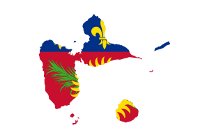 Guadeloupe Karte mit Flagge flag
