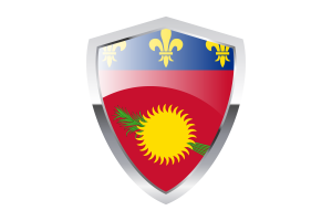 Flagge von Guadeloupe mit spitzem dreieckigem Schild flag