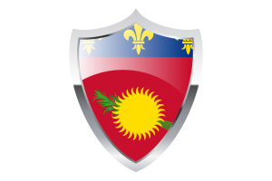 Flagge von Guadeloupe mit mittelalterlichem Heizschild flag