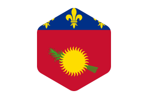 Guadeloupe Flagge abgerundete Sechseckform flag