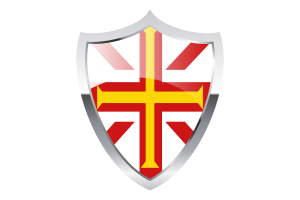 Guernsey islands Flag with Medieval Heater Shield flag