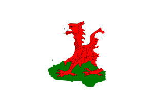 Wales Karte mit Flagge flag