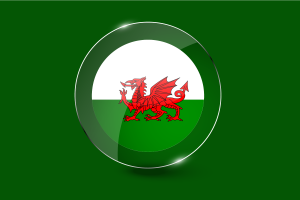 Wales Flagge Glänzender runder Knopf flag