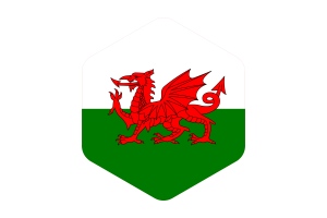 Wales-Flagge abgerundete Sechseckform flag