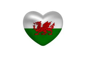 Liebe zu Wales Herzform flag