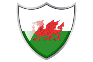 Schild mit Flagge von Wales flag