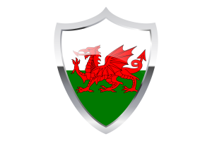 Wales-Flagge mit mittelalterlichem Heater-Schild flag