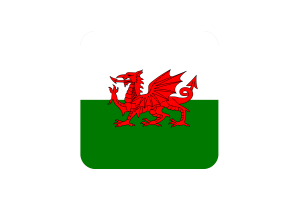 Wales-Flagge quadratische abgerundete Form flag