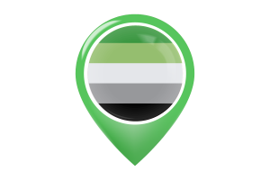 Icône de pin de carte du drapeau aromantique flag