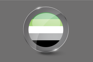 Bouton rond brillant du drapeau aromantique flag