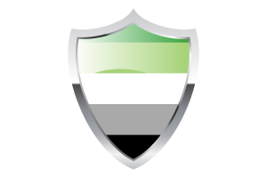 Drapeau aromantique avec un bouclier médiéval flag