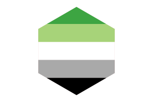 Drapeau aromantique forme hexagonale flag