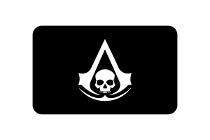 Ilustración vectorial de la bandera de Assassin's Creed en forma rectangular flag