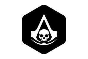 Bandera de Assassin's Creed con forma de hexágono redondeado flag