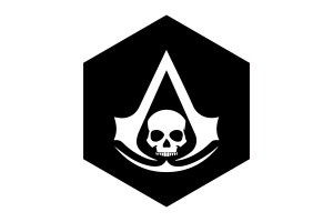 Bandera de Assassin's Creed con forma de hexágono flag