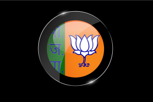 Bharatiya Janata Party Flag Glossy Round Button flag