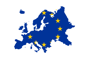 European Union Map with Flag flag