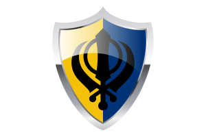 Khalistan Flag with Medieval Heater Shield flag