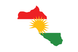 Kurdistan Map with Flag flag