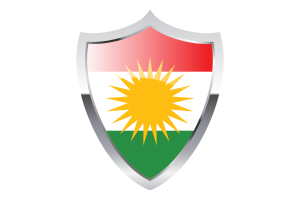 Kurdistan Flag with Medieval Heater Shield flag