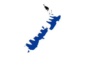 New Zealand Map with Flag flag