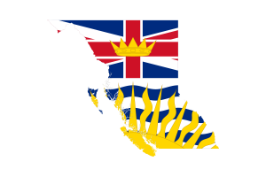 Mapa de Columbia Británica con bandera flag