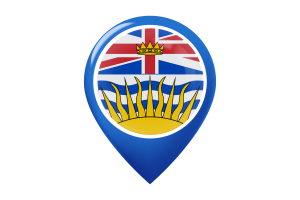 Icono de pin de mapa de la bandera de Columbia Británica flag