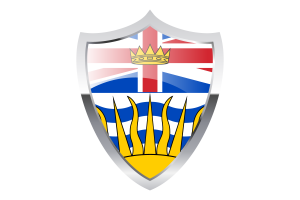 Bandera de Columbia Británica con escudo medieval flag