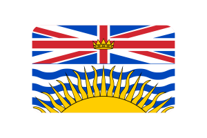 Ilustración vectorial de la bandera de Columbia Británica en rectángulo redondeado flag