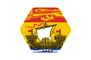 Illustration du drapeau du Nouveau-Brunswick forme hexagonale arrondie flag