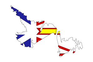 Newfoundland and Labrador Map with Flag flag