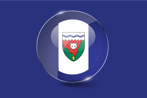 Botón redondo brillante de la bandera de los Territorios del Noroeste flag