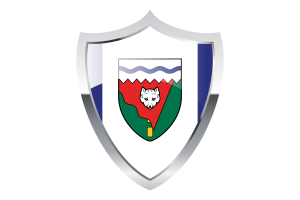 Bandera de los Territorios del Noroeste con escudo medieval flag