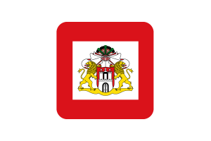 Senate of Hamburg Flag Square Rounded Shape flag