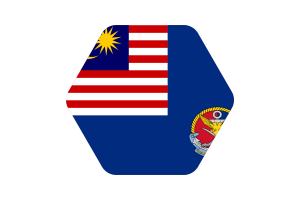 Malaysian Coast Guard Flag Illustration Hexagon Rounded Shape flag