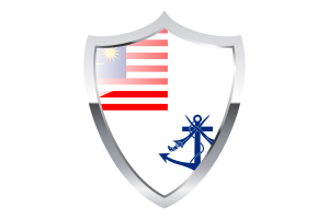 Royal Malaysian Navy Flag with Medieval Heater Shield flag