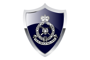Royal Malaysian Police Flag with Medieval Heater Shield flag