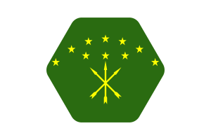 Adygea Flag Illustration Hexagon Rounded Shape flag