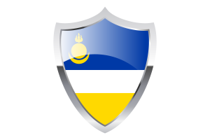 Buryatia Flag with Medieval Heater Shield flag